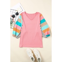 Azura Exchange Color Block Bubble Sleeve Top - M thumbnail