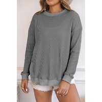 Azura Exchange Ribbed Trim Waffle Knit Top - XL thumbnail