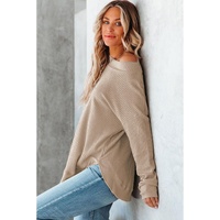 Azura Exchange Ribbed Trim Waffle Knit Top - XL thumbnail
