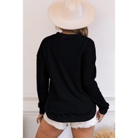 Azura Exchange Ribbed Trim Waffle Knit Top - S thumbnail