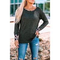 Azura Exchange Leopard Contrast Trim Knit Top - L thumbnail