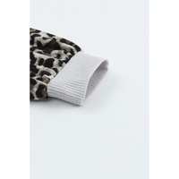 Azura Exchange Leopard Contrast Sleeve Colorblock Waffle Knit Top - S thumbnail