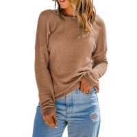 Azura Exchange Waffle Knit Drop Shoulder Long Sleeve Top - L thumbnail