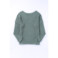 Azura Exchange Drop Shoulder Waffle Knit Long Sleeve Top - L thumbnail
