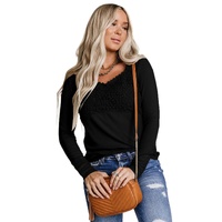 Azura Exchange Lace Crochet V Neck Top - M thumbnail