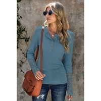 Azura Exchange Lace Hem Sleeve Button Top - XL thumbnail