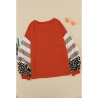 Azura Exchange Leopard Stripe Lantern Sleeve Top - L thumbnail