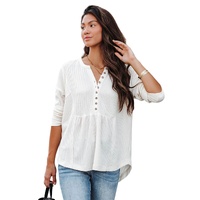 Azura Exchange Waffle Knit Half Button Henley Top - XL thumbnail