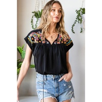 Azura Exchange Embroidered Short Sleeve Blouse - M thumbnail