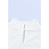 Azura Exchange Frilled Textured Bishop Sleeve Blouse - S thumbnail