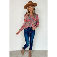 Azura Exchange Floral Puff Sleeve Blouse - L thumbnail