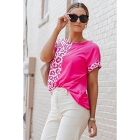 Azura Exchange Leopard Patchwork Short Sleeves Top - M thumbnail