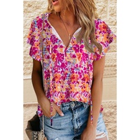 Azura Exchange Floral Print Top with Flutter Sleeves - XL thumbnail