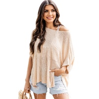 Azura Exchange Knitted Half Sleeve Top with Split Pocket - M thumbnail