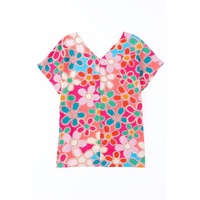 Azura Exchange Abstract Print V Neck Dolman Blouse - L thumbnail