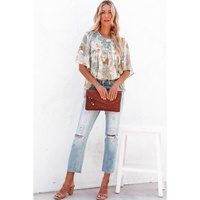 Azura Exchange Paisley Print Wide Sleeves Loose Blouse - S thumbnail