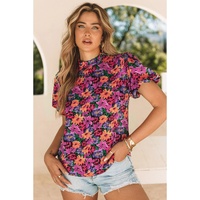 Azura Exchange Floral Print Puff Sleeve Blouse - S thumbnail