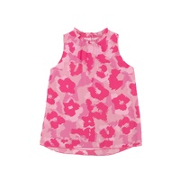 Pink Leopard Frilled Collar Printed Tank Top - M thumbnail