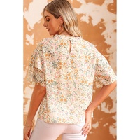 Azura Exchange Floral Print Wide Ruffle Sleeves Blouse - M thumbnail