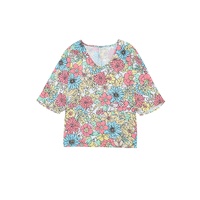 Azura Exchange Floral Print V Neck Half Sleeve Blouse - M thumbnail