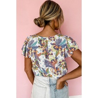 Azura Exchange Buttoned Ruffled Sleeve Blouse - S thumbnail