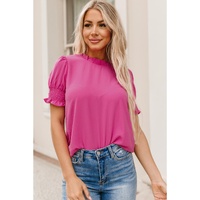 Azura Exchange Smocked Puff Sleeve Blouse - L thumbnail