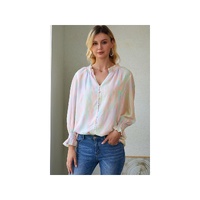 Azura Exchange Abstract Print Frilled Buttoned Shirt - L thumbnail
