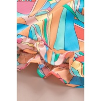 Azura Exchange Abstract Geometry Print Frilled V Neck Blouse - S thumbnail