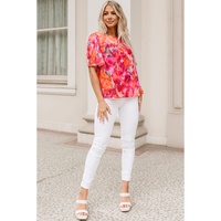 Azura Exchange Wide Sleeve Floral Print Blouse - L thumbnail
