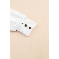 White Knitted V Neck Buttoned Cuffs Sweater - 2XL thumbnail