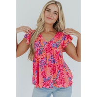 Azura Exchange Leopard Print Flutter Sleeve Blouse - S thumbnail