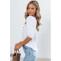 Azura Exchange Puff Sleeve Keyhole Back Top - XL thumbnail