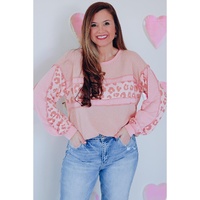 Azura Exchange Leopard Patchwork Waffle Knit Top - M thumbnail