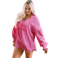 Azura Exchange Retro Frilled Seam Crinkle Puff Sleeve Blouse - XL thumbnail