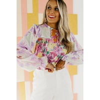 Azura Exchange Patchwork Lace Trim Blouse - XL thumbnail