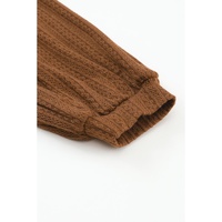 Orange Faux Knit Jacquard Puffy Long Sleeve Top - S thumbnail