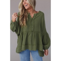 Azura Exchange Loose Sleeve Raw Edge Top - L thumbnail