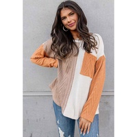 Azura Exchange Textured Knit Top with Colorblock Chest Pocket - L thumbnail