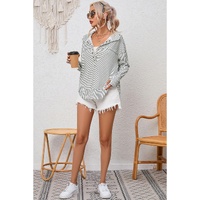 Azura Exchange Striped Thumbhole Drop Shoulder V Neck Top - M thumbnail