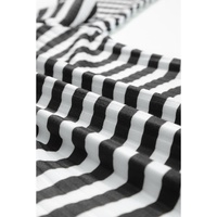 Black Striped Print Textured Knit Long Sleeve Tee - XL thumbnail