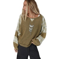 Azura Exchange Patch Waffle Knit Bubble Sleeve Top - L thumbnail