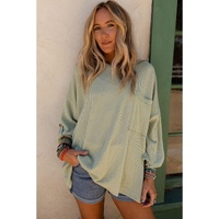 Azura Exchange Oversize Ribbed Roll-tab Sleeve Top - S thumbnail