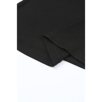 Black Flower Puff Sleeve Ribbed Knit Top - L thumbnail