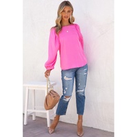 Azura Exchange Puff Sleeve Crewneck Blouse - S thumbnail