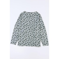 Azura Exchange Animal Print Stitching Loose Long Sleeve Top - S thumbnail