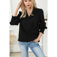 Azura Exchange Elegant Surplice Neck Draped Blouse - S thumbnail