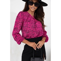 Azura Exchange Leopard Print Pleated Blouse - M thumbnail