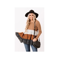 Azura Exchange Ribbed Tiered Ruffled Flowy Top - L thumbnail