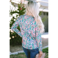 Azura Exchange Elegant Floral Print Long Sleeve Blouse - M thumbnail