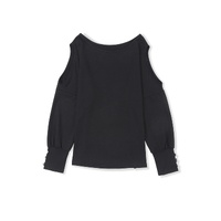 Black Asymmetrical Cut Out Buttoned Long Sleeve Top - M thumbnail